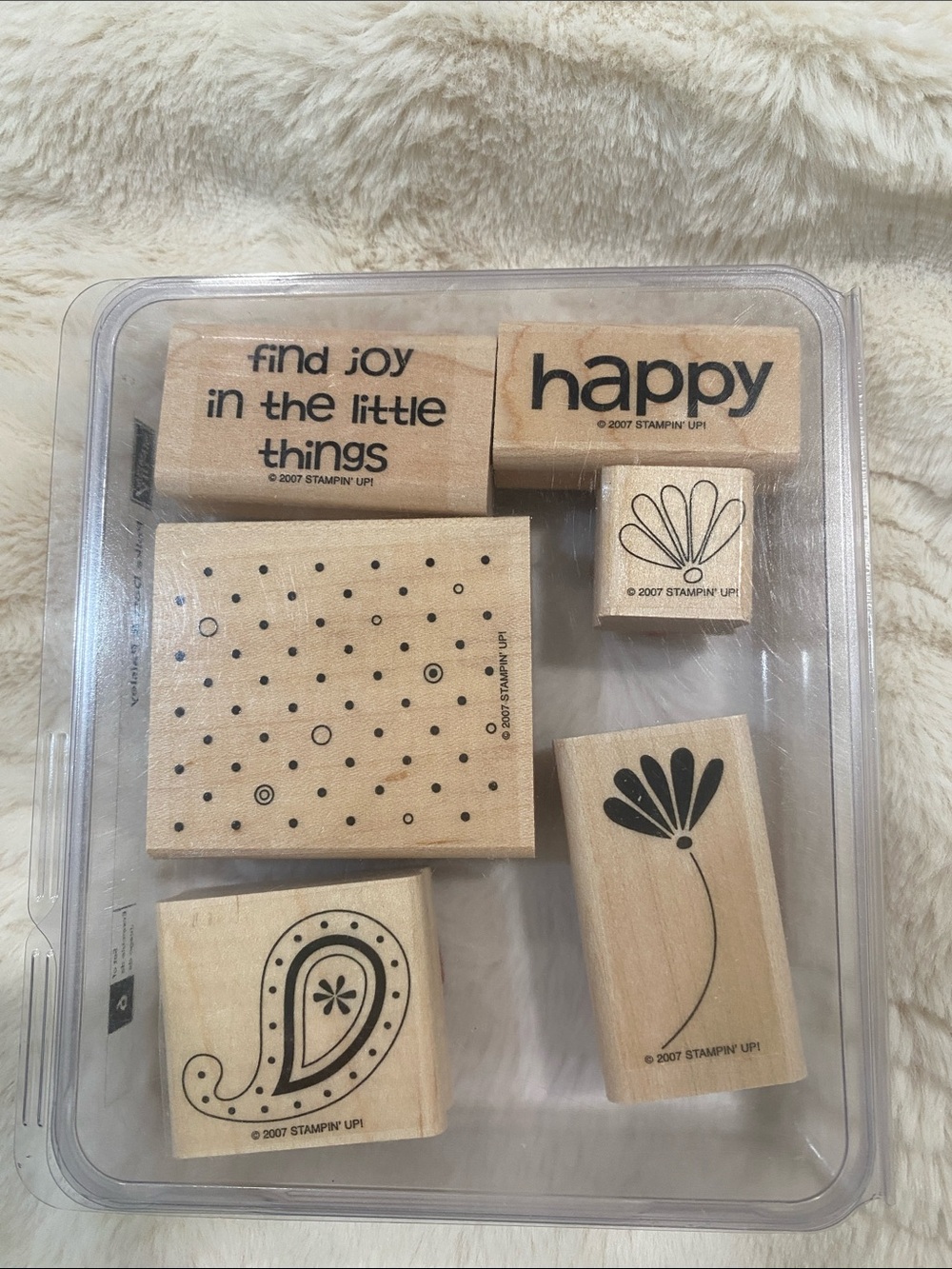 Stampin' Up! Wood Rubber Stamp Set - Natural Beige & Black Designs